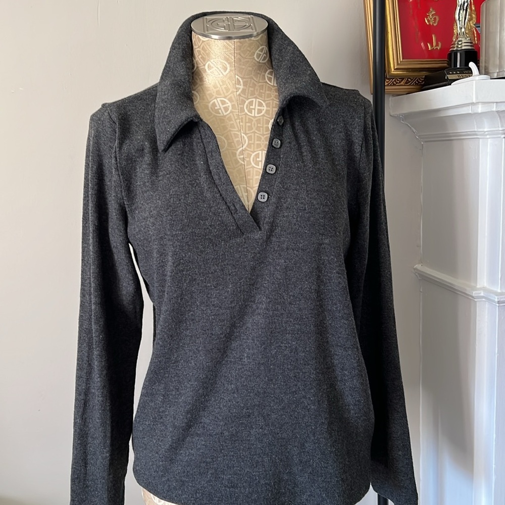 Plush Ribbed Polo Shirt in True Black